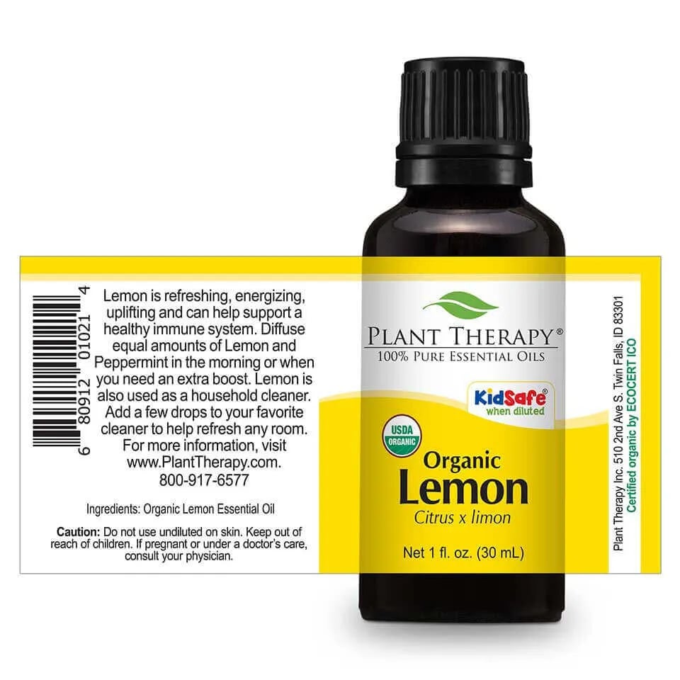 Lemon Organic Essential Oil in 1oz/30mL