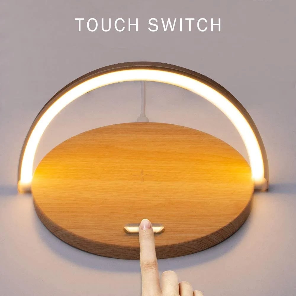 Wood LED Lamp Mobile Phone Stand & Wireless Charger