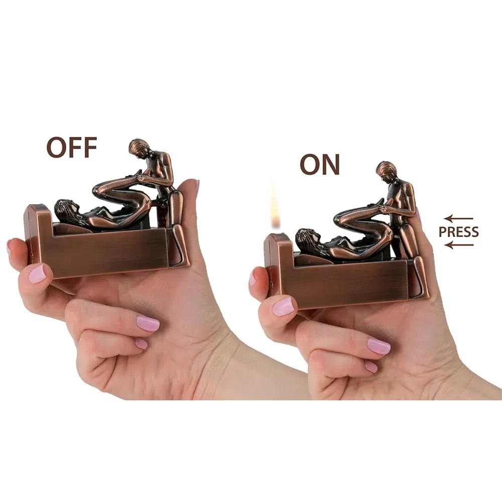 couple on bed cigar torch