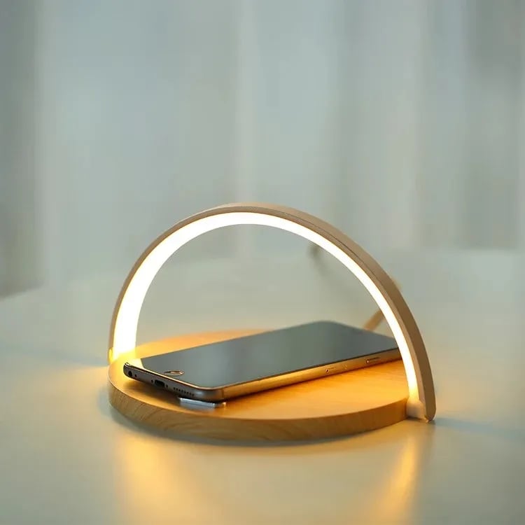Wood LED Lamp Mobile Phone Stand & Wireless Charger