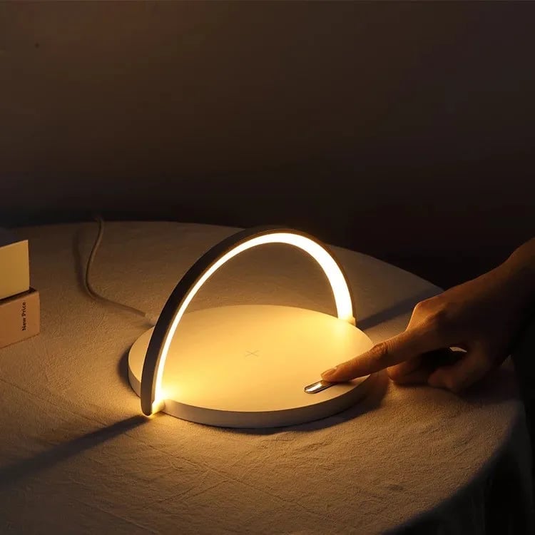 Wood LED Lamp Mobile Phone Stand & Wireless Charger