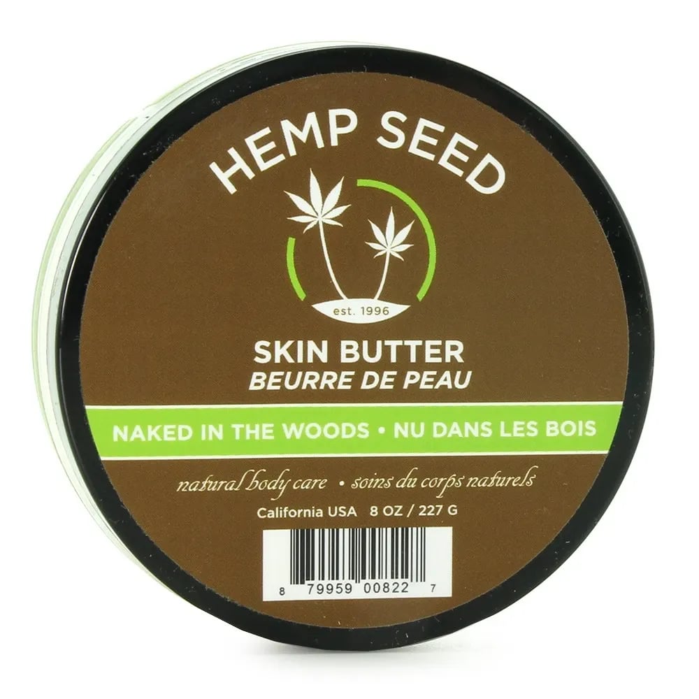 hemp seed holiday tin in naked in the woods