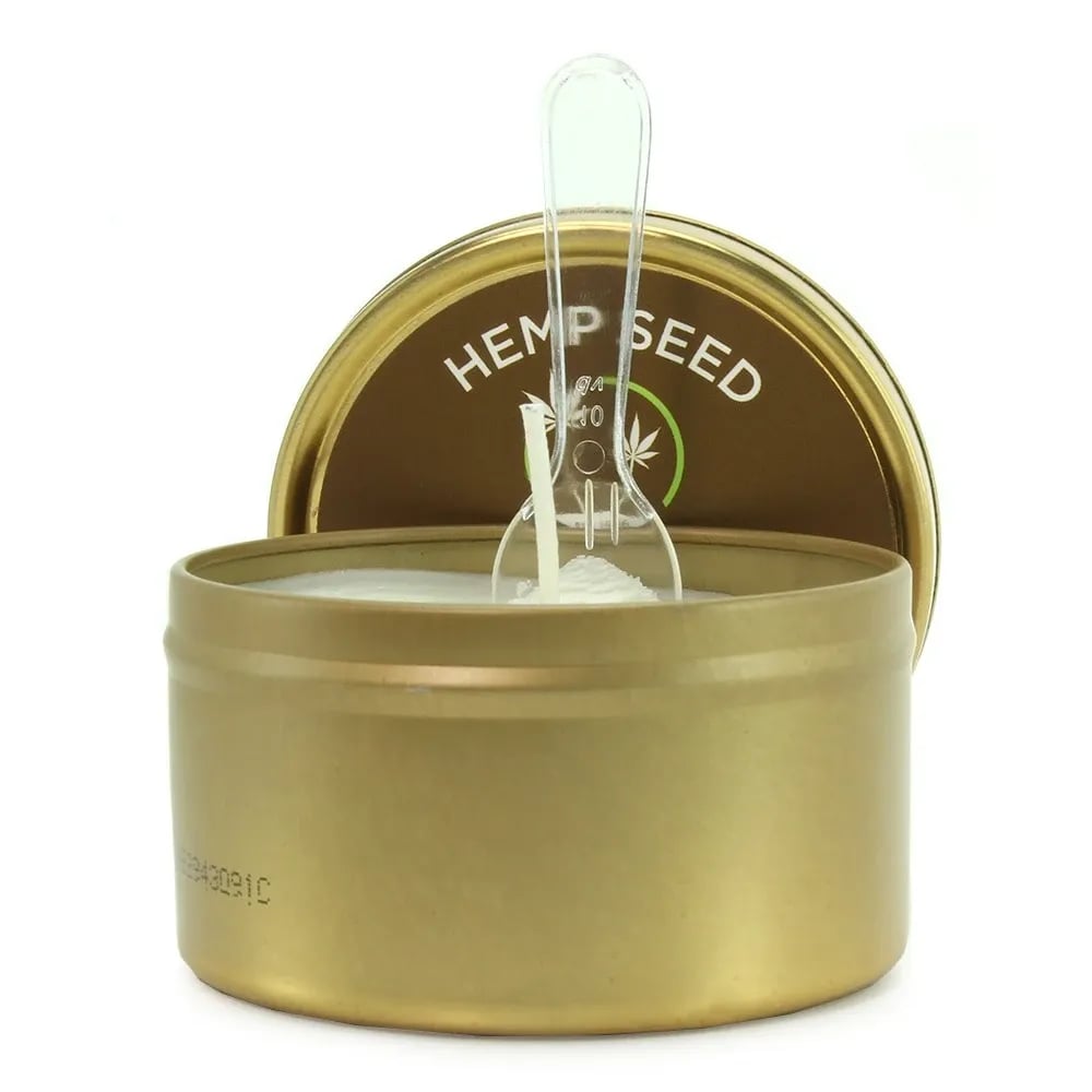 hemp seed holiday tin in naked in the woods