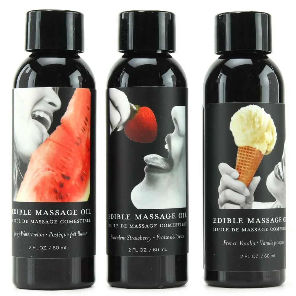 hempseed edible massage oil gift set in 2oz/60ml x 3