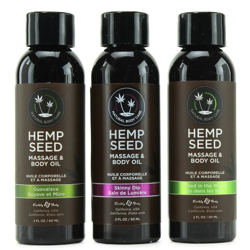 hempseed massage oil gift set in 2oz/59ml x 3