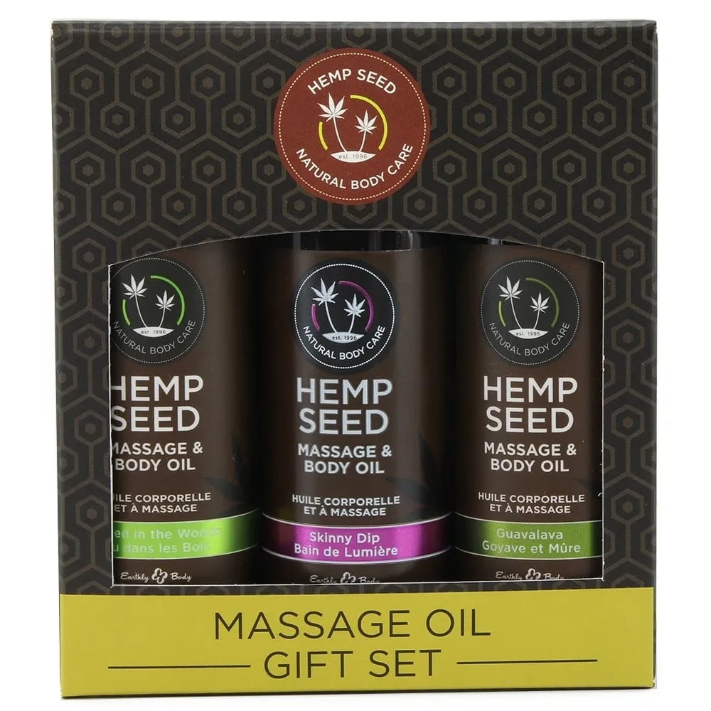 hempseed massage oil gift set in 2oz/59ml x 3