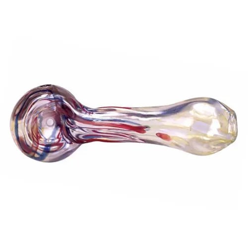 Hand Blown 4 Inch Glass Tobacco Pipe in Clear and Purple