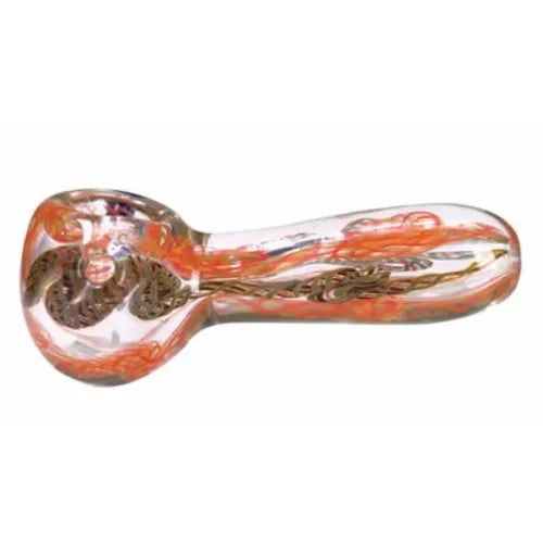 Hand Blown 4 Inch Glass Tobacco Pipe in Orange